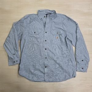 Carhartt Loose Fit Midweight Chambray Long Sleeve Shirt Men Size Large Pinstripe